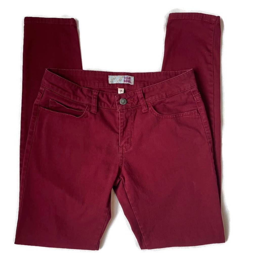 Fish Bowl Brand Junior Women's 5 Pocket Red Skinny Ankle Jeans Size 7